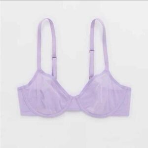 Aerie Smoothez Mesh Full Coverage Unlined Bra 34B Lavender Purple